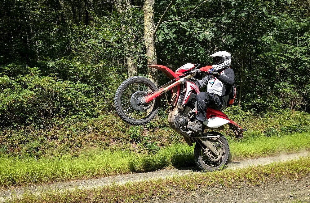 Honda CRF450L Wheelie Knows How To Get That Front Wheel Off The Ground. 450L Wheelie