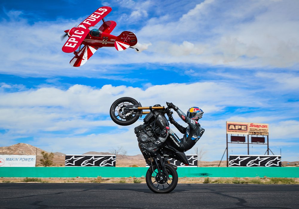 Indian FTR Wheelie at Alpinestars Track Day Event