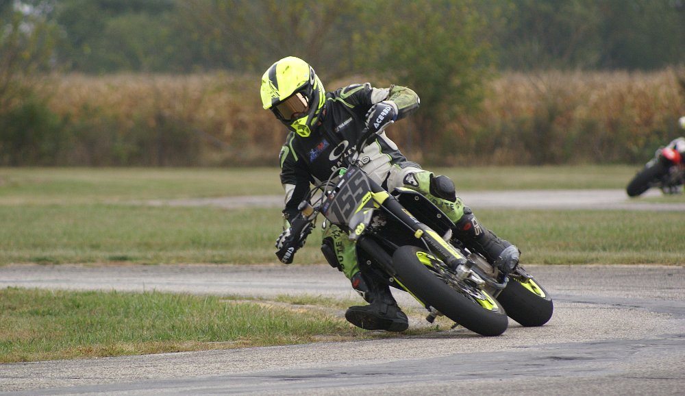 Dustin May racing a supermoto