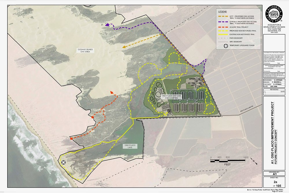 A screenshot of the CA parks department proposed map that shows a new entry and location for off-road vehicles