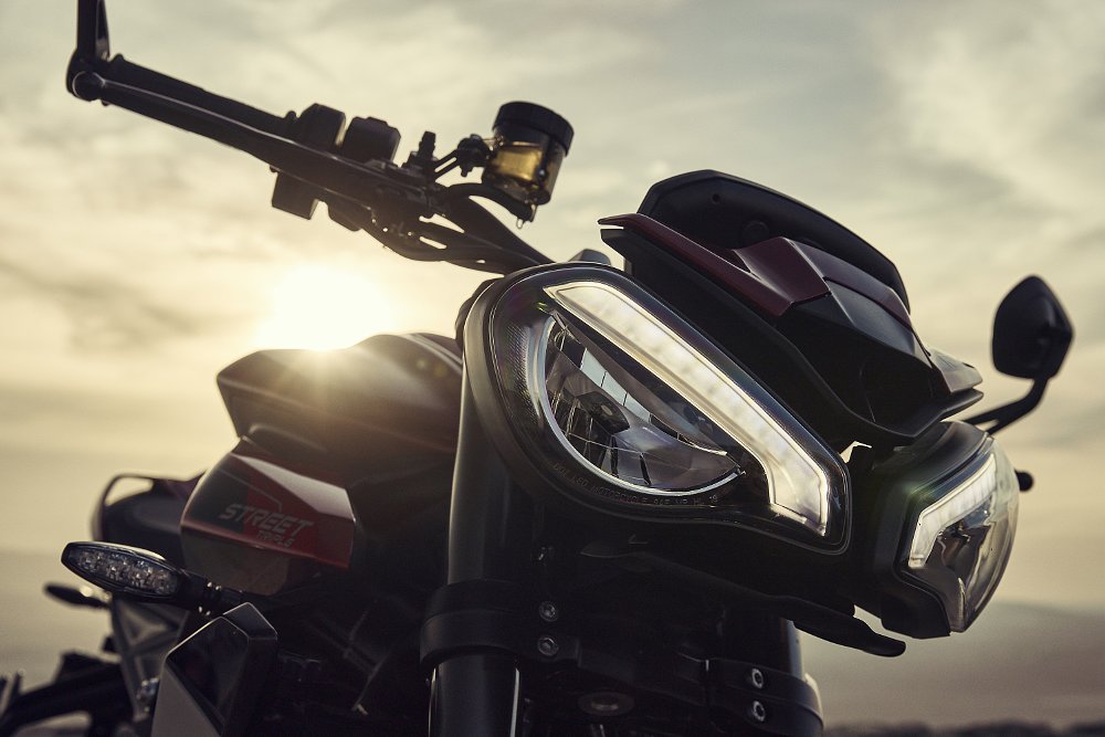 front of the 2024 Triumph Street Triple RS, headlights