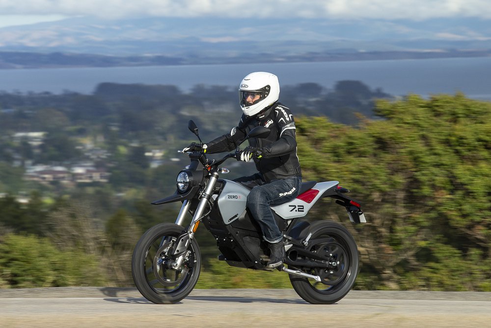 rider on a Zero FXE motorcycle