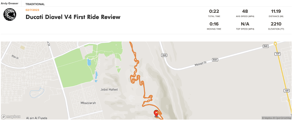 Ducati Diavel V4 REVER route