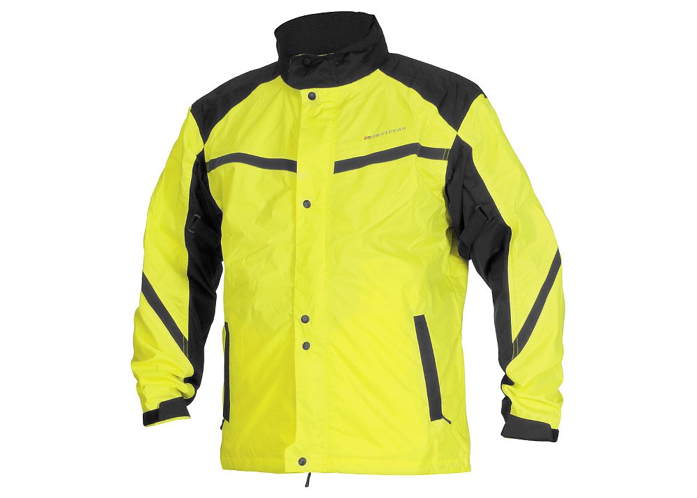 The Firstgear Sierra Day Glo Rain Jacket's articulated cut naturally fits the riding position.