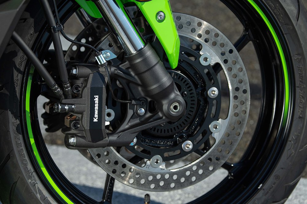 2023 Kawasaki ZX-4RR front brake detail.