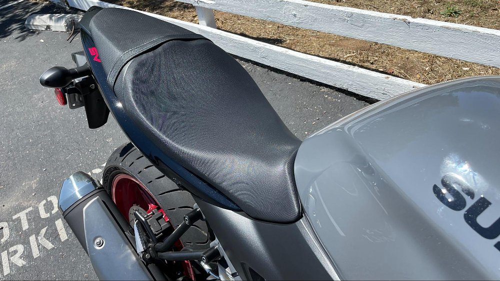 a close up of the SV650 seat