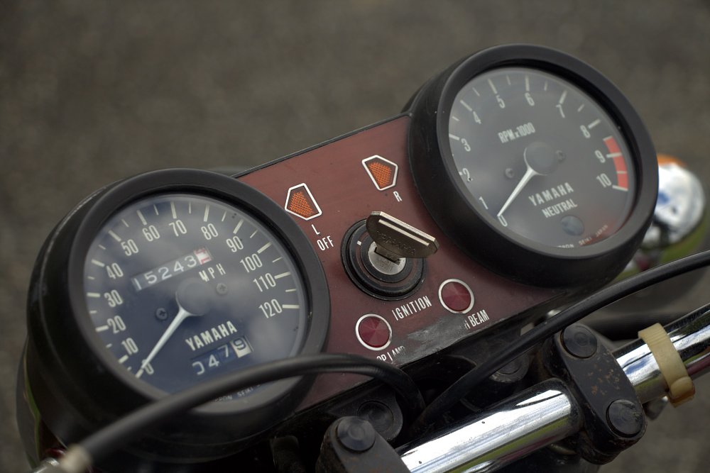 view of the gauges on the RD350
