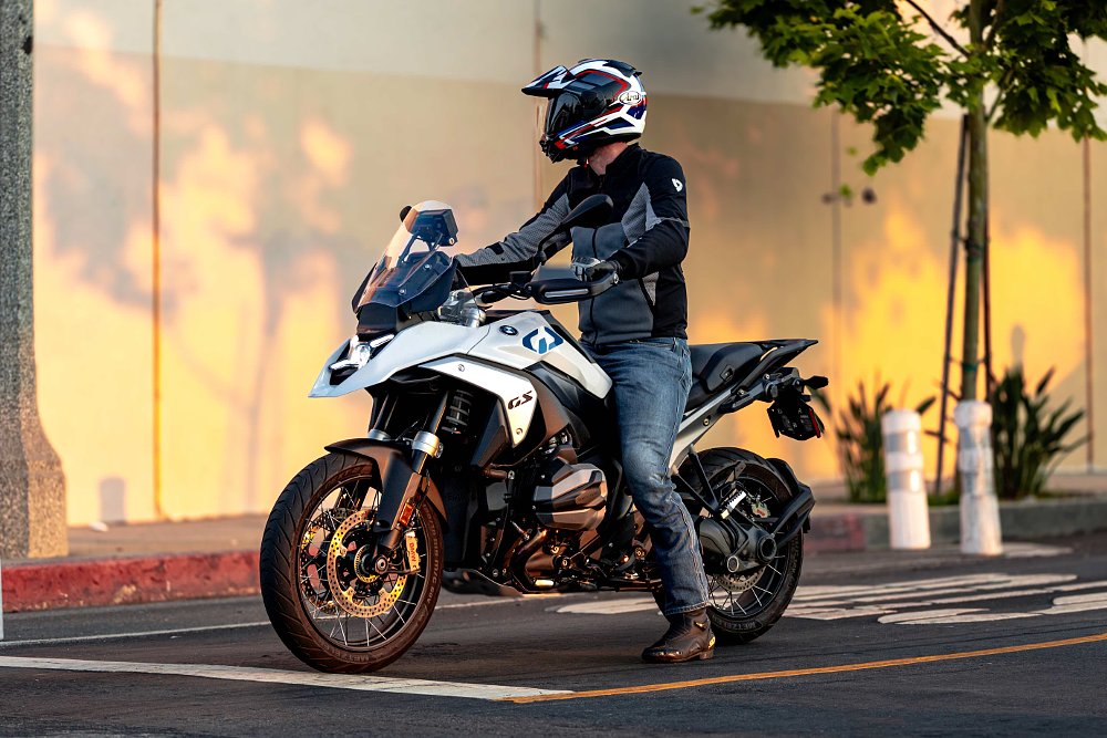 2024 BMW R 1300 GS sitting a stop sign with a rider on board.