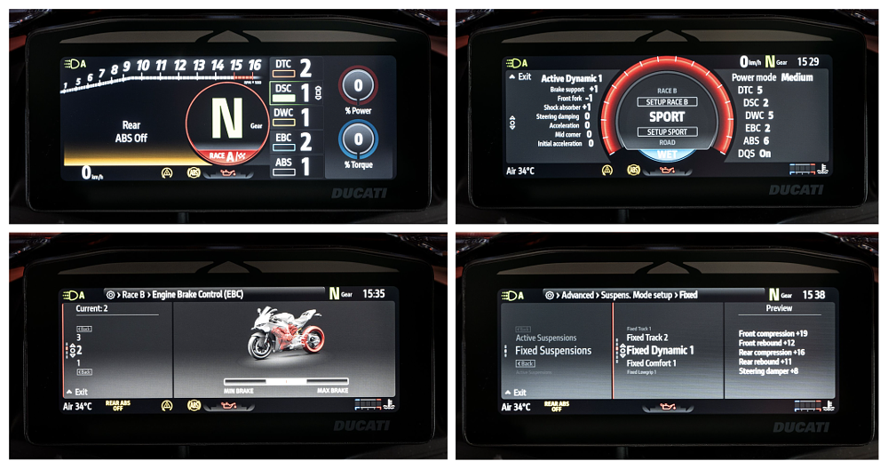 2025 Ducati Panigale V4 dash display options.