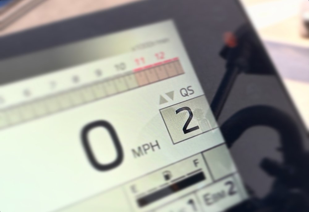 image of digital motorcycle dash with second gear selected