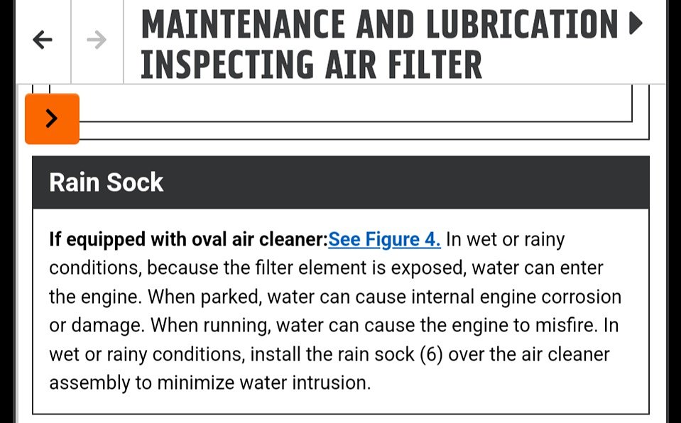 instructions from manual about how to care for air filter